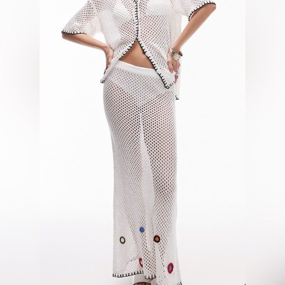Topshop Other - Topshop crochet maxi skirt with floral accents, Cream color, size small
